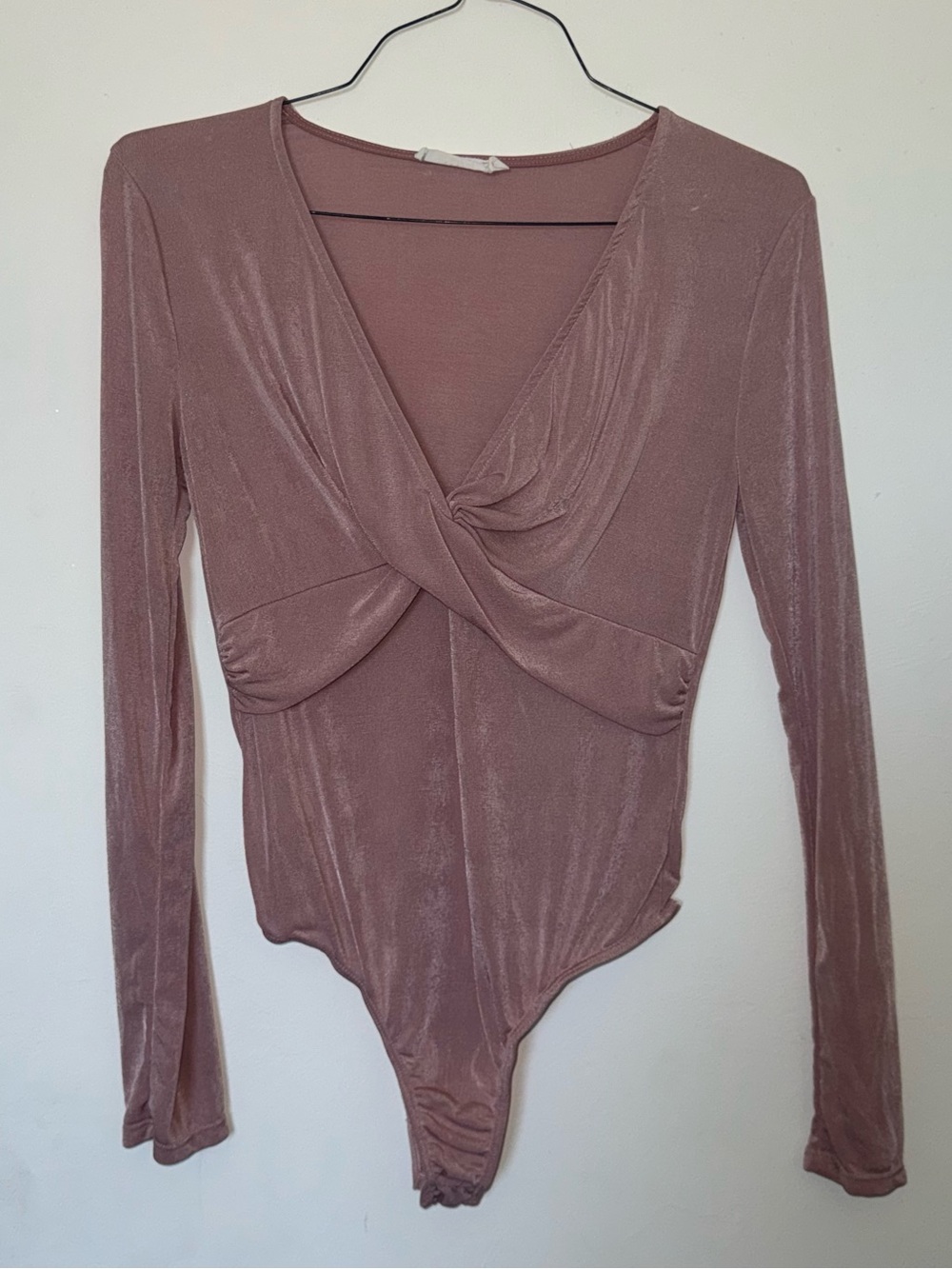 Lush Twist-Front Long Sleeve Bodysuit - Mauve
